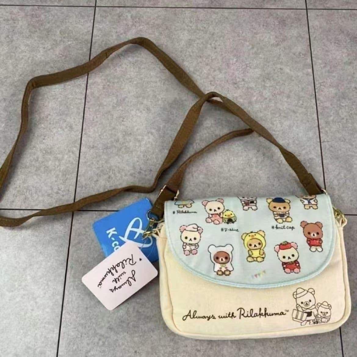 Japanese second-hand Rilakkuma folding cross-body bag pain bag storage bag mobile phone bag cute forest pendant Xiao Zero Y95
