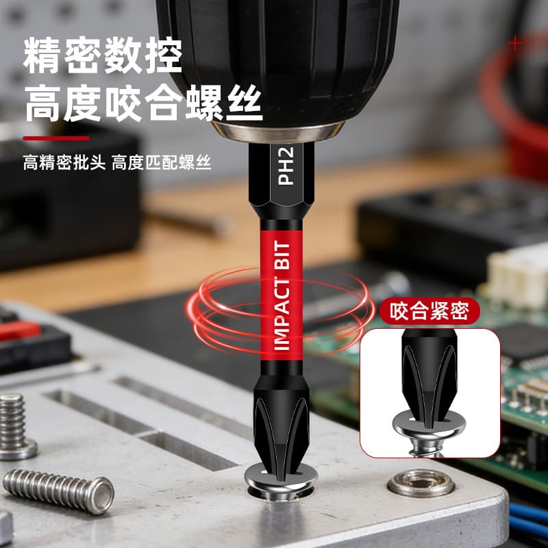 Cross-border Best-selling S2 Impact-resistant Screwdriver Bits 10PCS Set Phillips PH2 Electric Screwdriver Bits