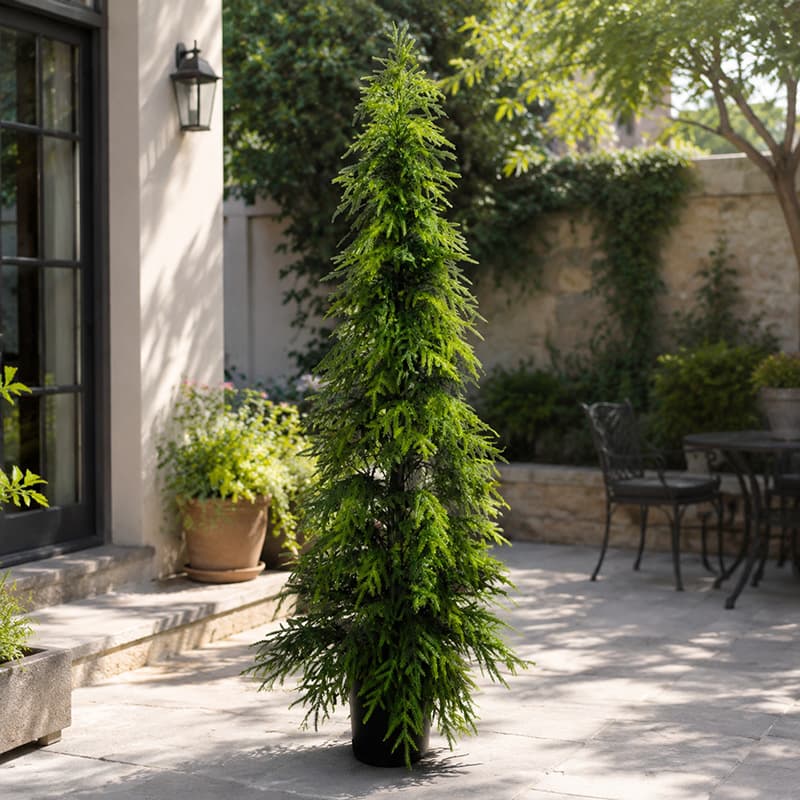 Simulated Araucaria potted outdoor courtyard floor-standing simulated green plants hotel window decoration landscape fake pine trees