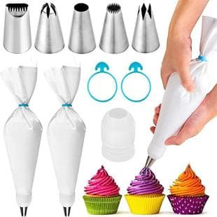 Amazon 11-Piece Icing Tip Set Cake Decorating Tips Cloth Piping Bag 304 Stainless Steel
