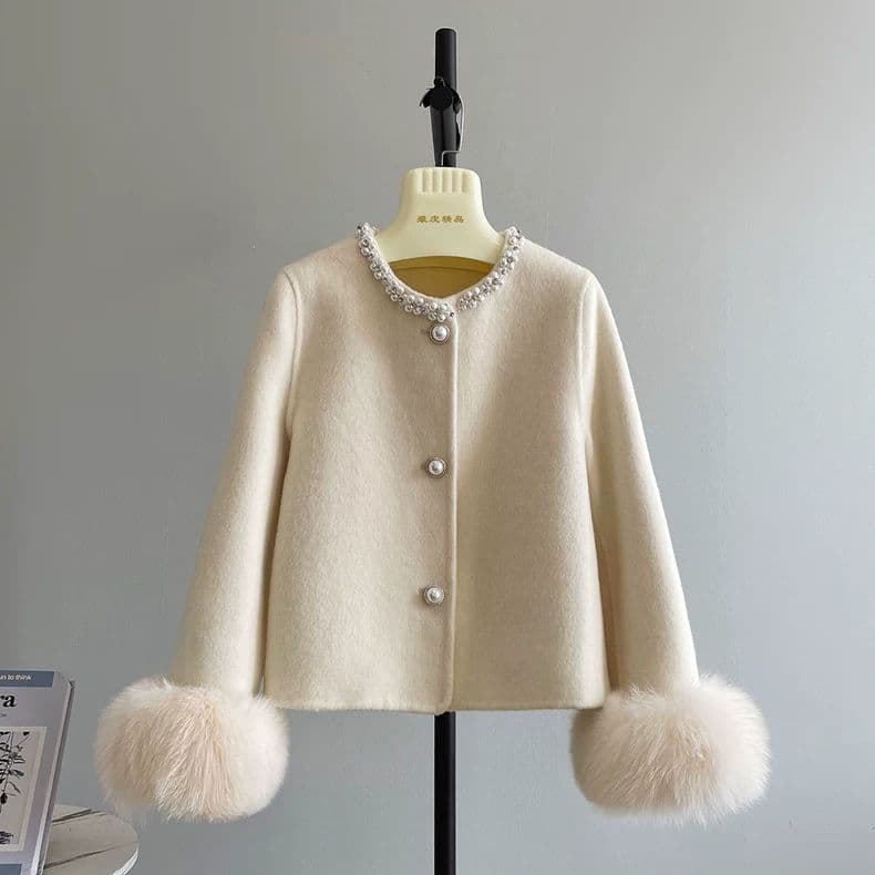 Champs Elysees Premium Autumn/Winter New Arrival Double-Faced Cashmere Coat Women's Chic Tweed Style Double-Faced Woolen Outerwear