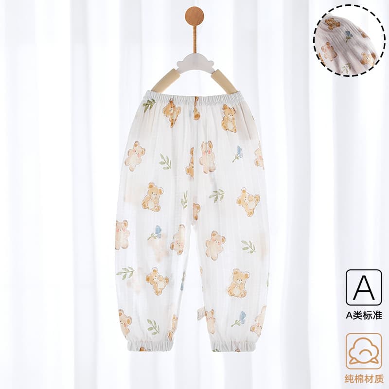 Summer leggings can be opened, home pajamas, newborn clothes, summer light and breathable baby cotton anti-mosquito pants