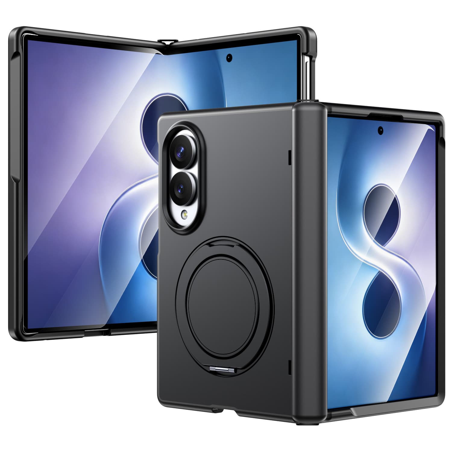 Compatible with Samsung Z Fold 8 Ultra Phone Case 360 Rotating Magnetic Stand Z Flip 7 Frosted Skin-Feel Protective Cover