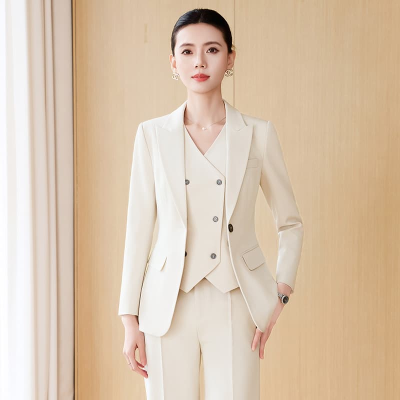 Autumn/Winter Gray Suit Vest Set 4S Sales Exhibition Meeting Workwear Formal Three-Piece Set Professional Women's Attire
