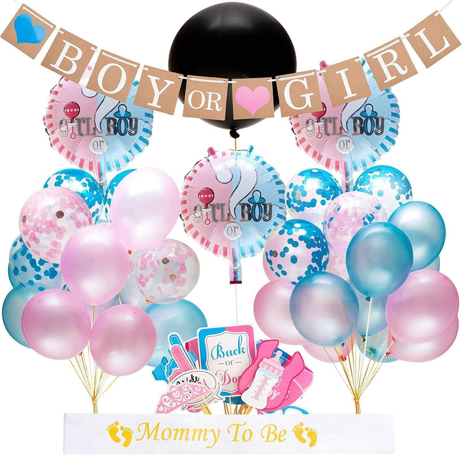 Gender reveal party supplies baby shower decoration BOY OR GIRL flag confetti balloon photo props