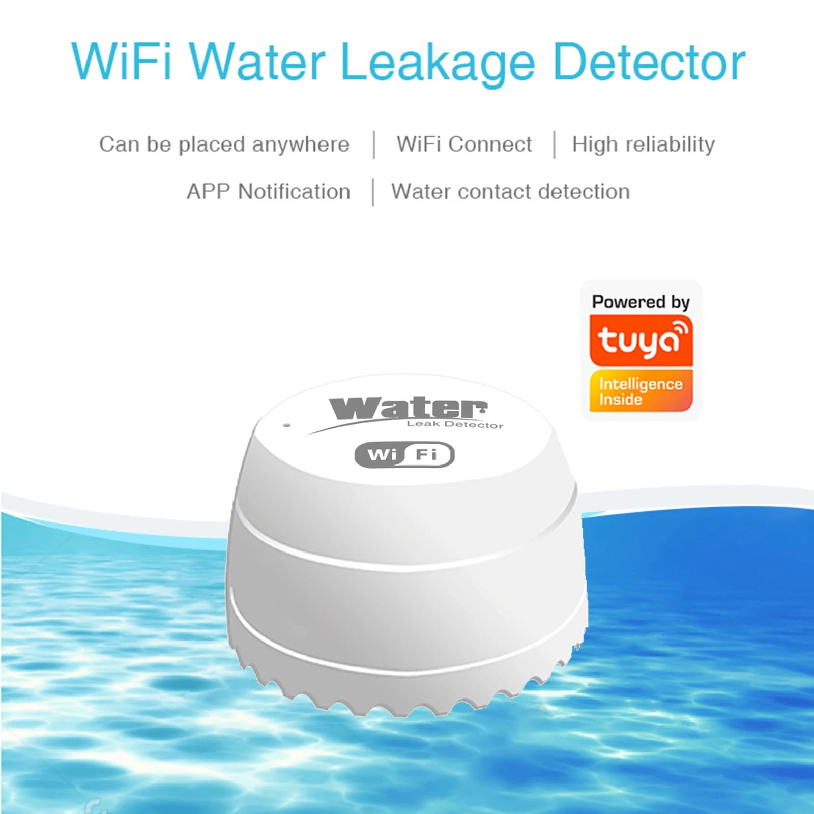 Foreign Trade 3D Tuya WiFi Water Leak Sensor for Home Use, Overflow and Water Immersion Detector with Sound Alarm