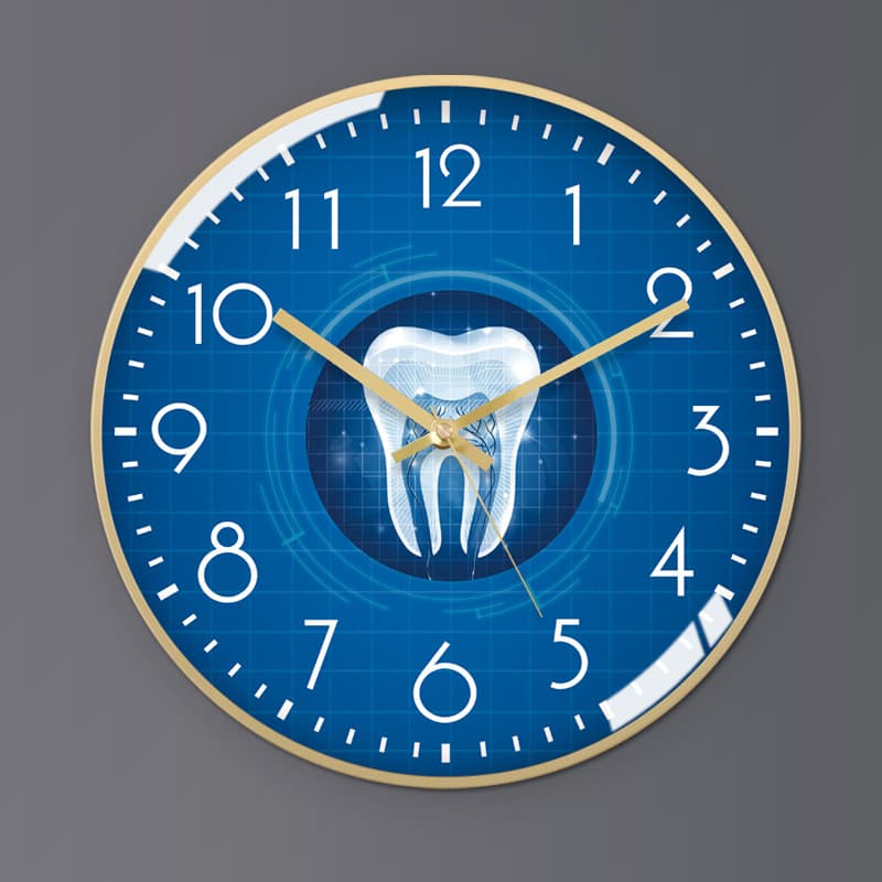 Silent Wall Clock for Dental Clinic with Custom Logo, Hospital Decorative Clock for Lobby