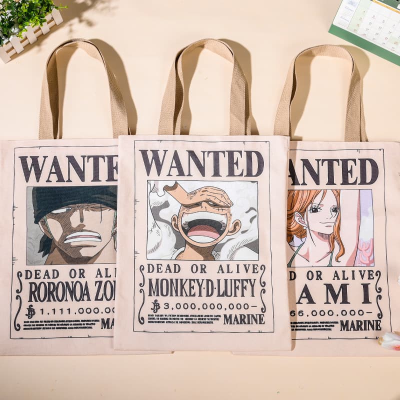 Manufacturer wholesale genuine One Piece leisure strolling canvas bag student character Luffy wanted order Chopper shopping bag