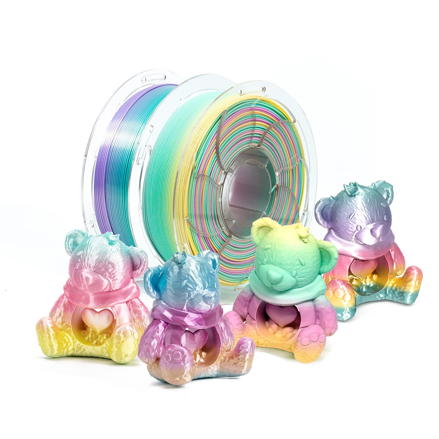 Silk Gradient Rainbow FDM3D Printing Material PLA Matte Finish Diameter 1.75mm Candy Colors High Speed Printing Customizable