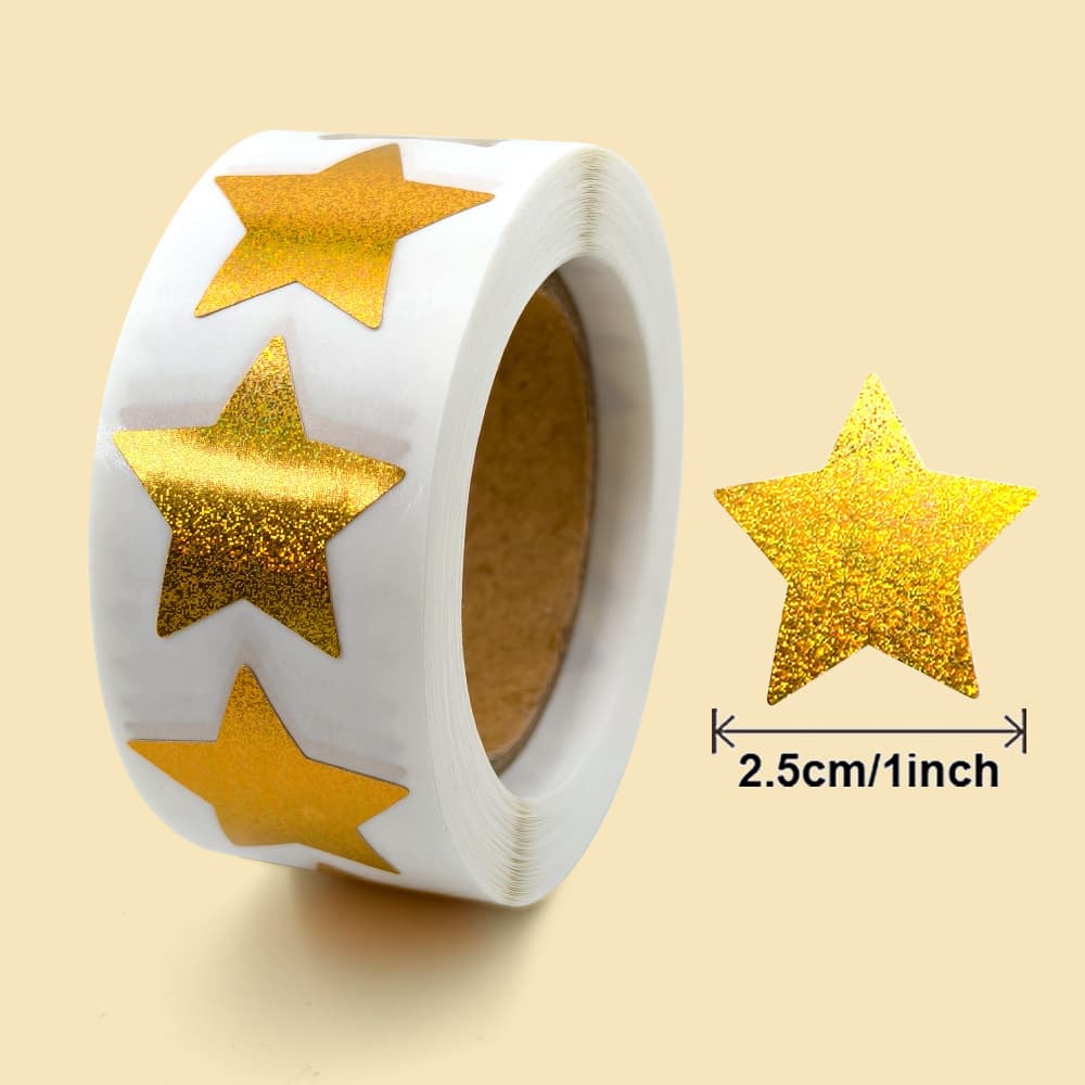 500psc roll color five-pointed star thank you stickers product decorative seal stickers self-adhesive label stickers
