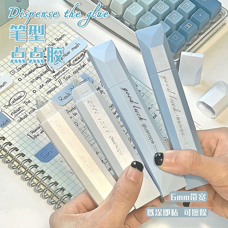 Ins Aesthetic Correction Tape Style Double-Sided Adhesive, Strong Glue Tape Pen for Scrapbooking and Craft Albums