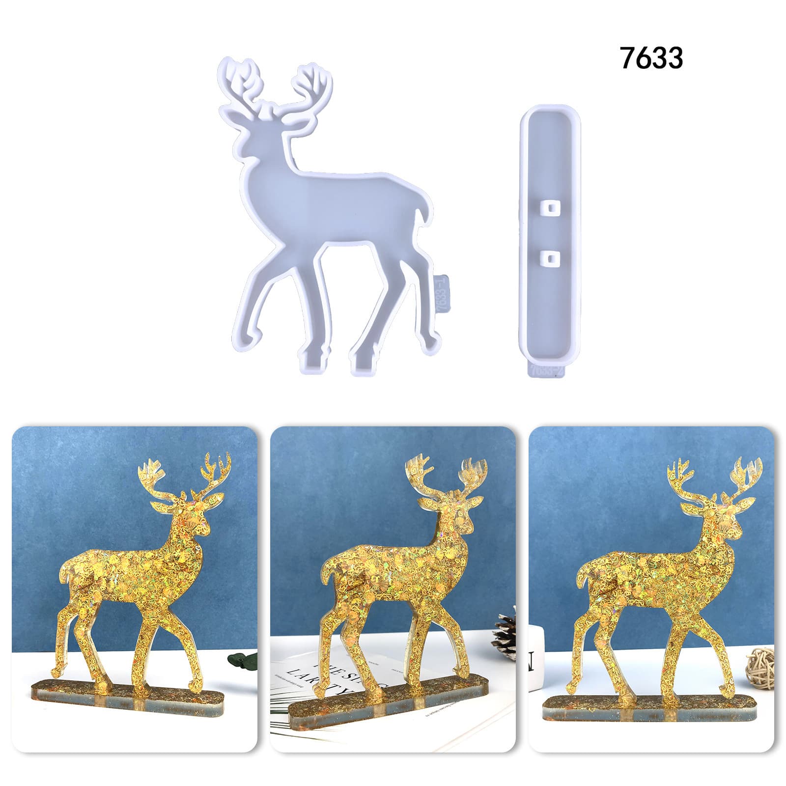 Christmas Reindeer Ornament Epoxy Resin Mold DIY Christmas Gift Decoration Reindeer Desktop Ornament Silicone Mold