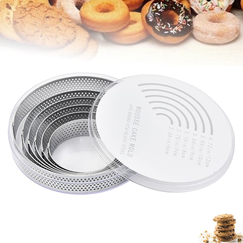 Mousse Ring Baking Tool Cake Mold Tart Ring Round Cake Ring Stainless Steel Perforated Dessert