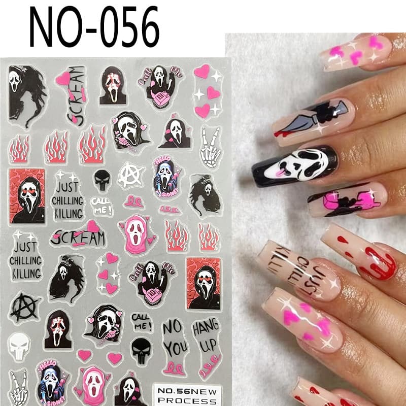 Spotted Nail Art Sticker Nail Decal Jellyfish Hill Marble Halloween Christmas NO 036 045