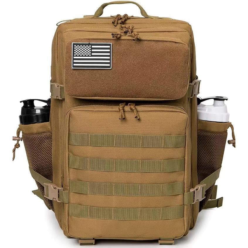 45L Tactical Camouflage Double Shoulder Backpack Men's Outdoor Mountaineering Cycling Bag Camping Bag Waterproof Bag Military School Bag