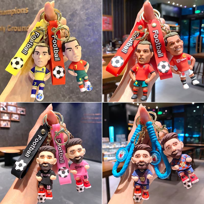 Cross-border Star Cristiano Ronaldo Keychain Cartoon Messi Keychain Plush Doll Pendant Bag Car Keychain Small Gift