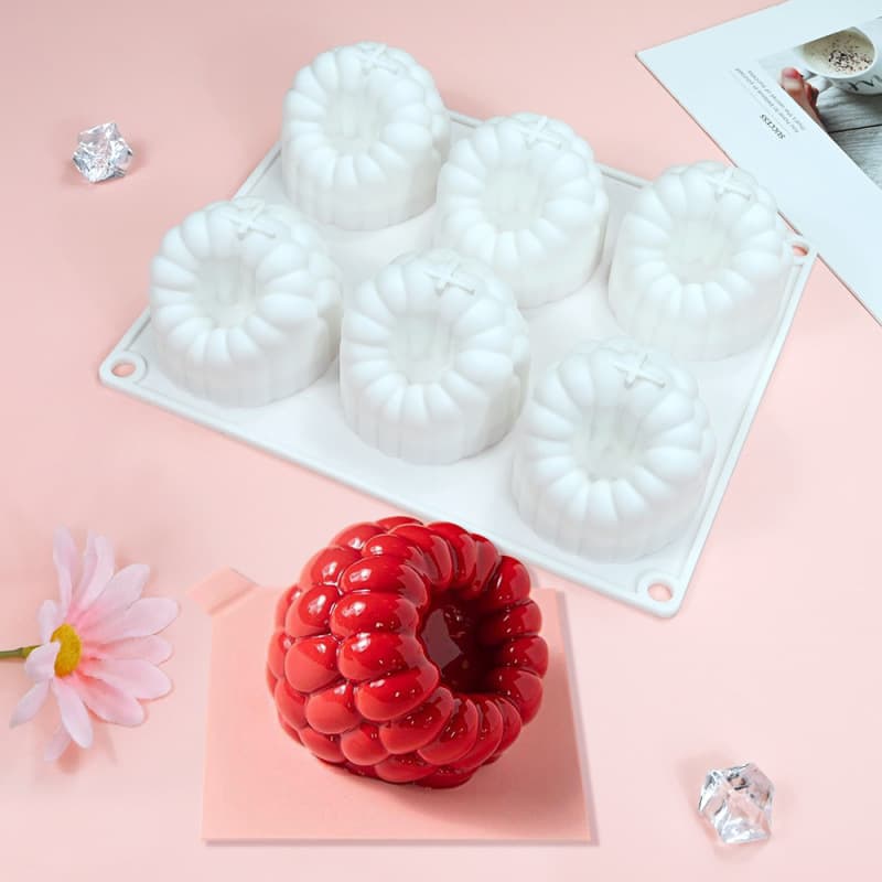 Cross-border FCM Large Raspberry Mousse Cake Mold, Raspberry Chocolate Silicone Mold, Fruit Candle Mold