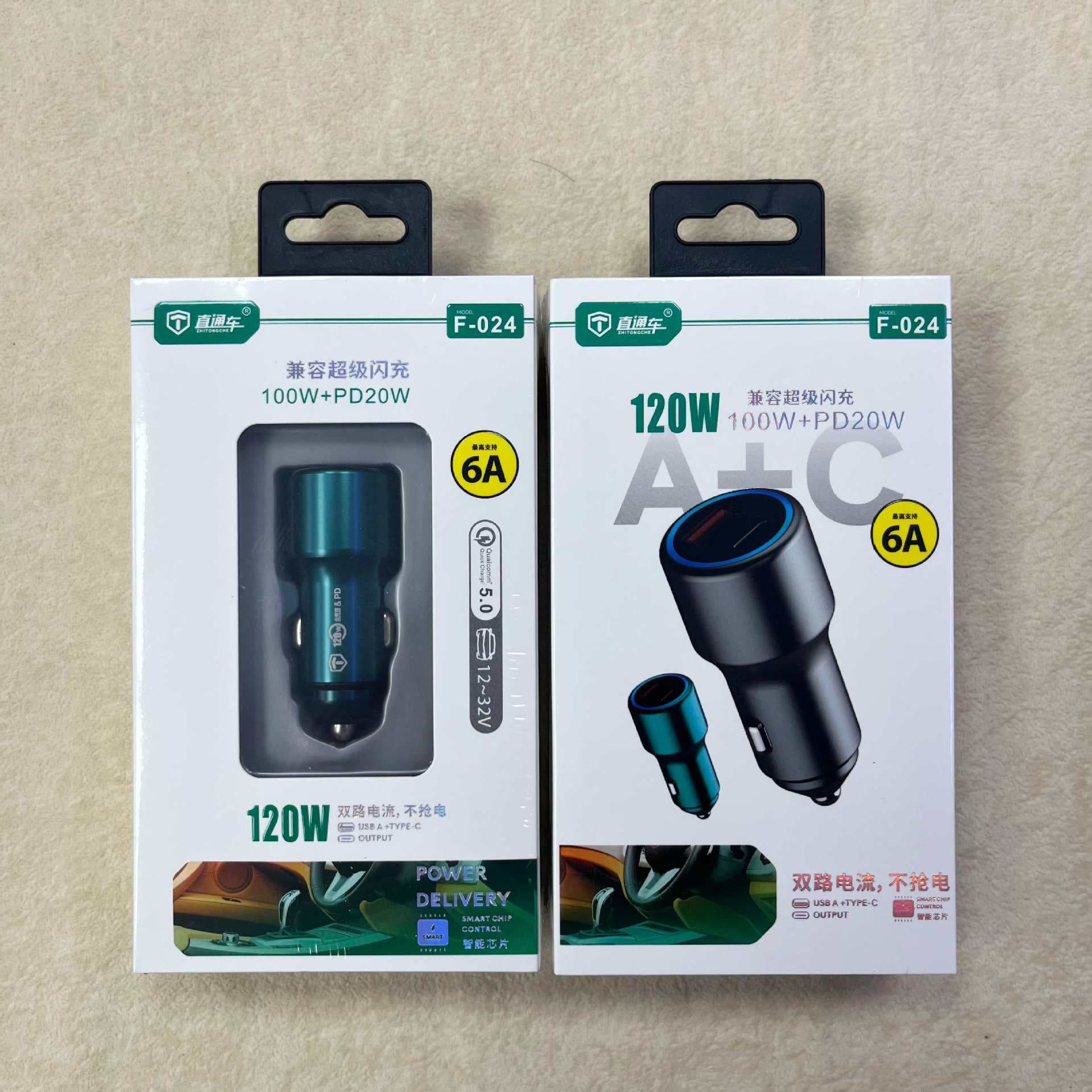 Car Charger 120W Super Fast Charging Dual Port PD Car Charger Compatible with Apple and Huawei Phones