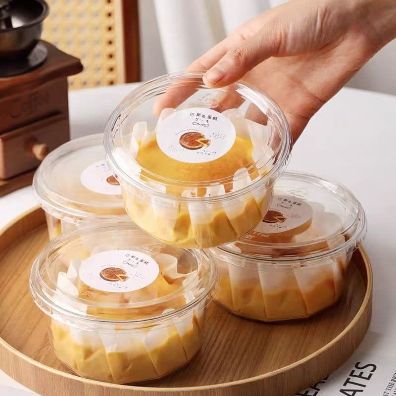 Basque Packaging Box Cake Box Round Transparent 4-Inch Cream Cake Roll Baking Dessert Parchment Paper Takeout Box