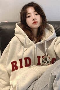 American Retro Sweatshirt Women 2025 Zipper New Loose Petite Autumn/Winter Cardigan Jacket Fleece Lazy Hoodie
