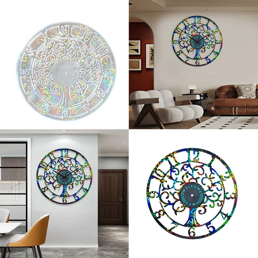 Holographic Laser Round Small Clock Wall Decoration Hanging DIY Decoration Silicone Mold Resin Silicone Mold