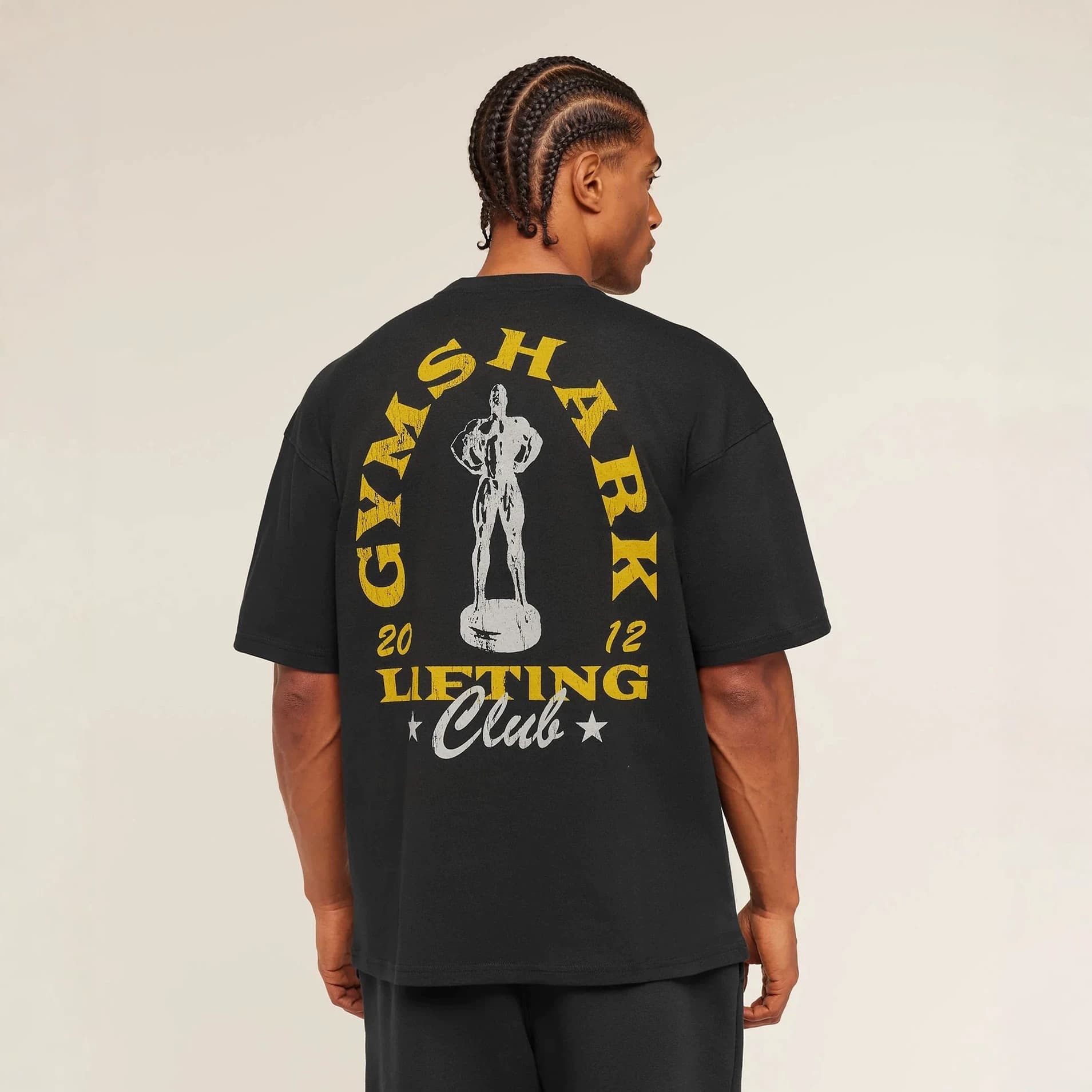 GYM Muscle Shark Fitness American-style trendy brand new hot-selling heavyweight men's T-shirt, loose fashionable new plus size