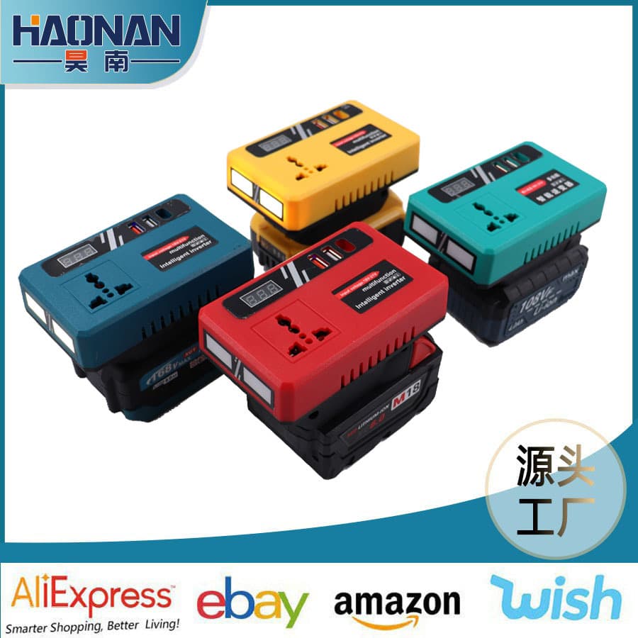 Lithium Battery Inverter Power Tool Battery Inverter AC220V/DC5V/12V Outdoor Work Inverter