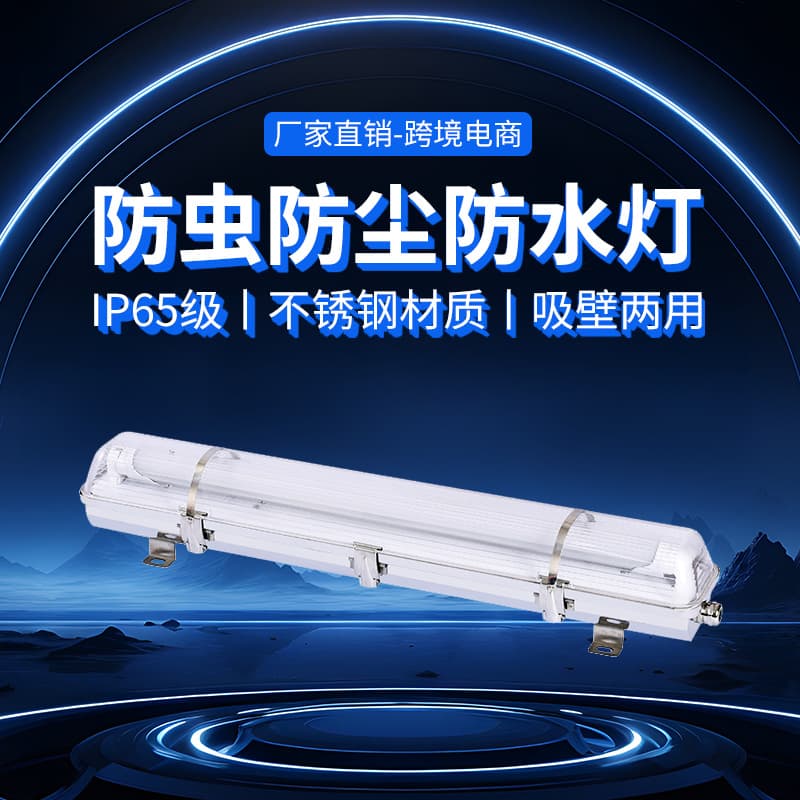 T8 single/double tube stainless steel triple-proof lights, IP65 waterproof and explosion-proof, special stainless steel fixtures for subway bridge openings