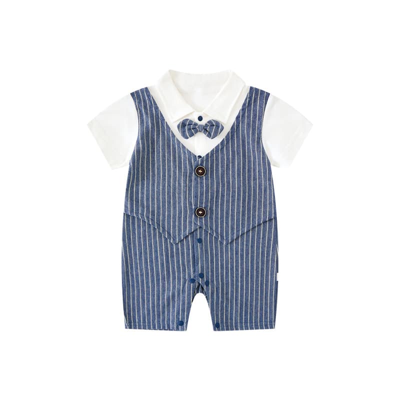 Baby Romper Summer Thin Collar 100 Days Full Moon Gentleman Suit Infant Clothing