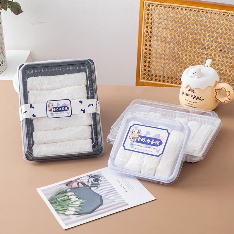 Trendy Old-Fashioned Cream Cake Box Puff Meat Floss Xiao Bei Bakery Packaging Box Pastry Coconut Bread Transparent Takeout Box