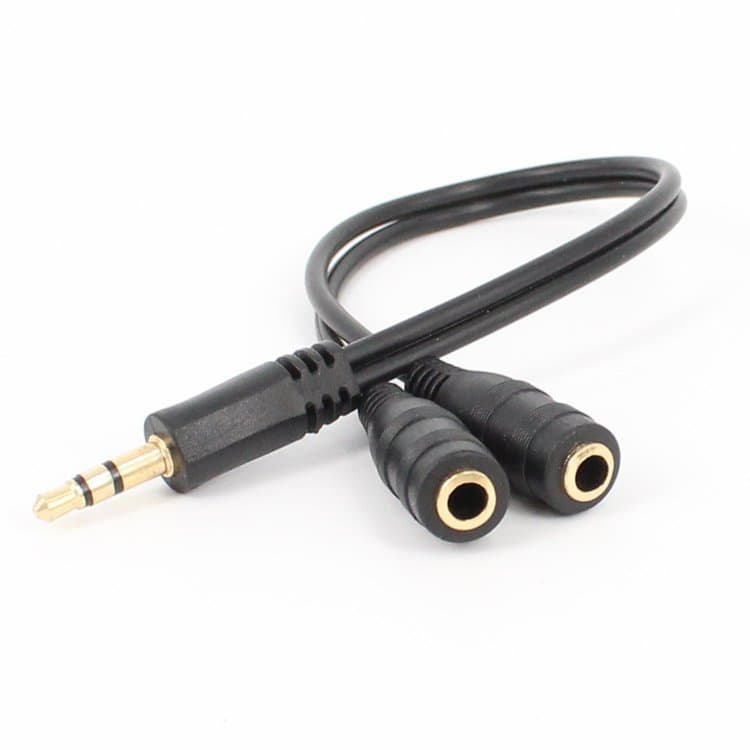 Gold-Plated 1-to-2 Headphone Audio Cable 3.5mm Male to 3.5mm Dual Female Smartphone Headphone Couple Splitter Adapter
