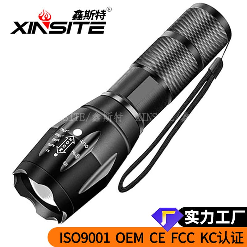 Cross-border Temu Hot LED Rechargeable Flashlight A100 Aluminum Alloy Outdoor Bright Flashlight T6 Strength Factory