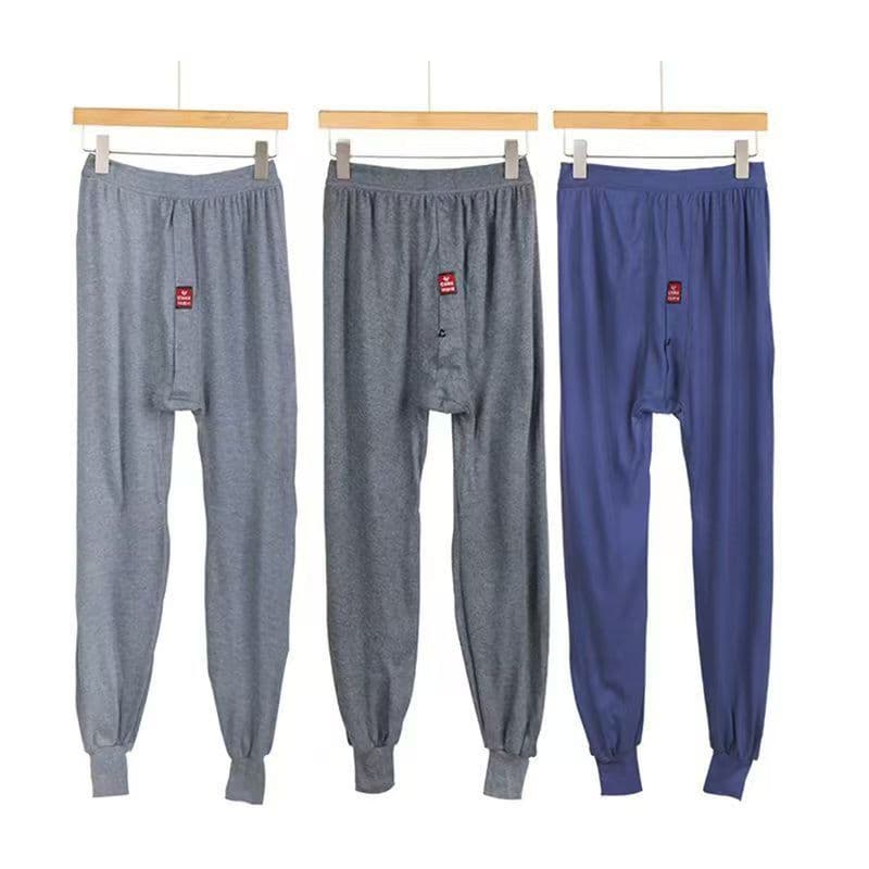 Men's Thermal Underwear for Spring and Autumn, Thick Style Plus Size All-Cotton Tights, Thermal Pants with Extra Room and Cuffed Ankles, Men's Base Layer Pants