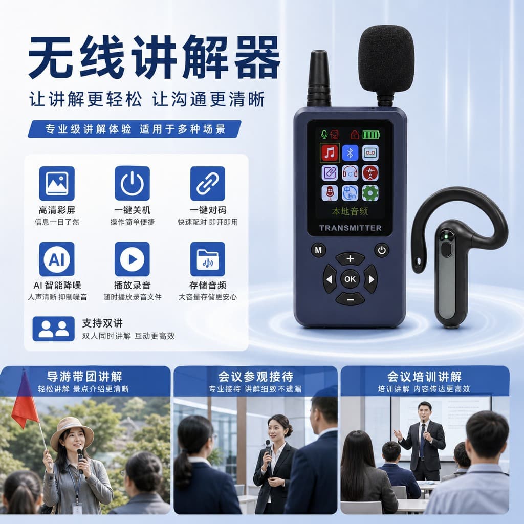 Bixite Tour Guide Wireless Audio Guide for Government Reception, Scenic Area Visits, and Corporate Tours - One-to-Many Wireless Headset Audio Guide