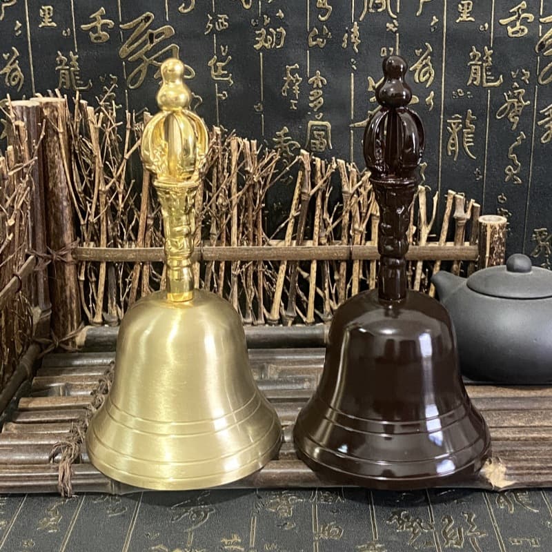 Factory Direct Supply Pure Copper Thick Polished Ritual Bell, New Style Painted Hand Bell with Good Sound, Square Bell Wholesale