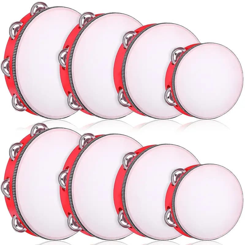 Orff Children's Percussion Dance Props Sheepskin Tambourine Toys 6 Inch 7 Inch 8 Inch 10 Inch