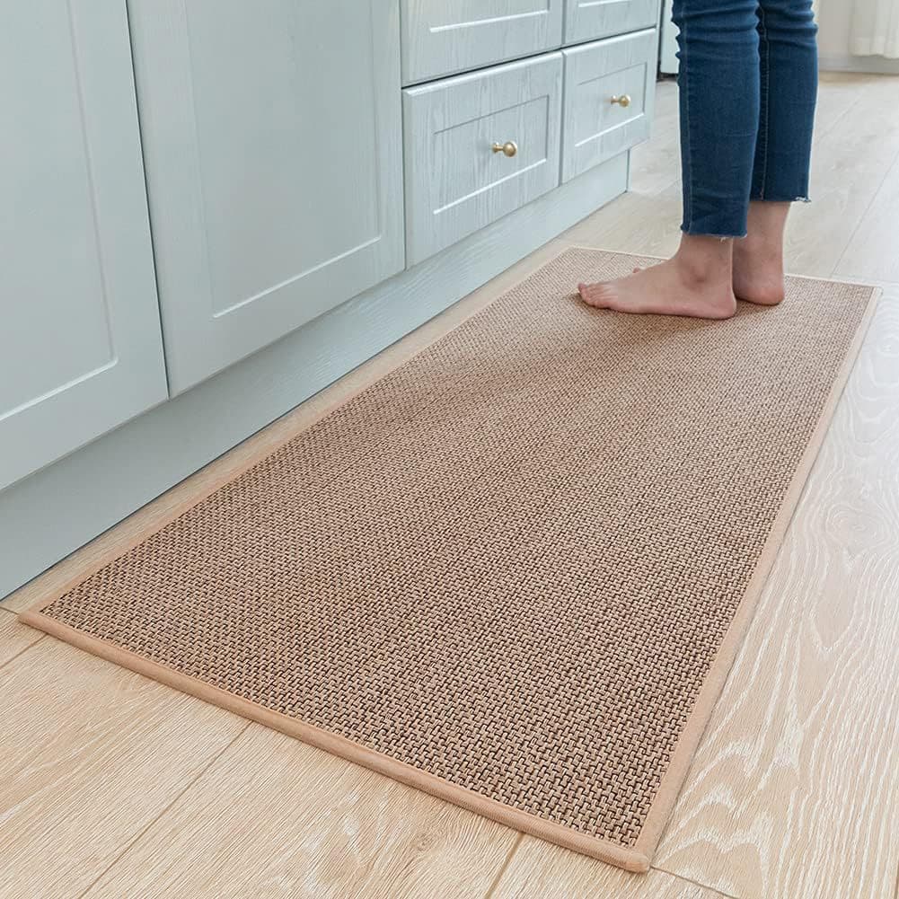 Cross-border Chenille Linen Kitchen Floor Mat Home Woven Bathroom Carpet Water-Absorbent Stain-Resistant Entry Door Rubber Mat