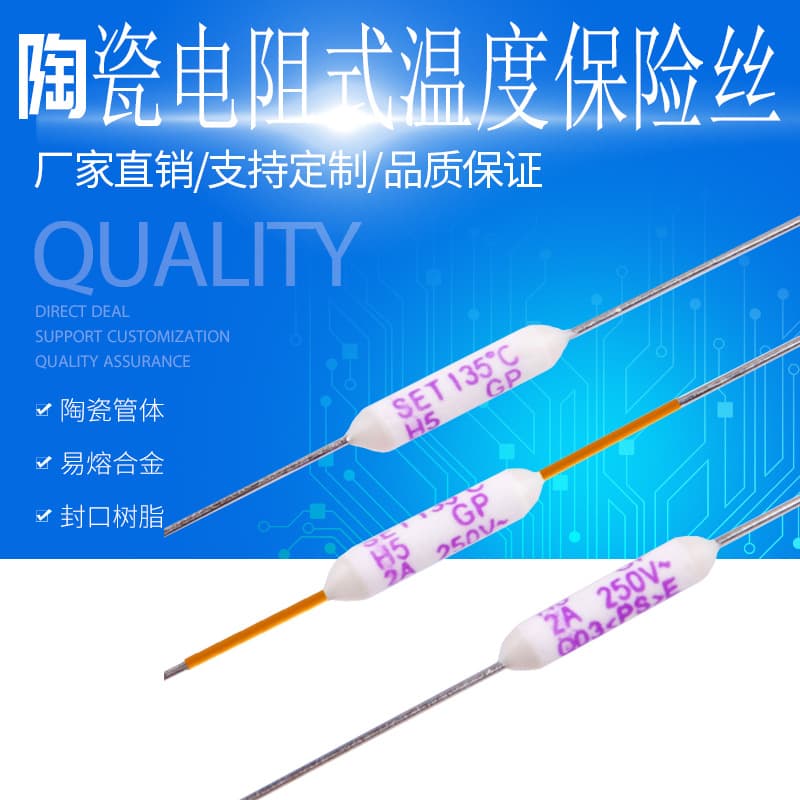 SET Ceramic Thermal Fuse H1 102°C Xiamen SET Thermal Fuse 2A Axial Ceramic Resistor Type