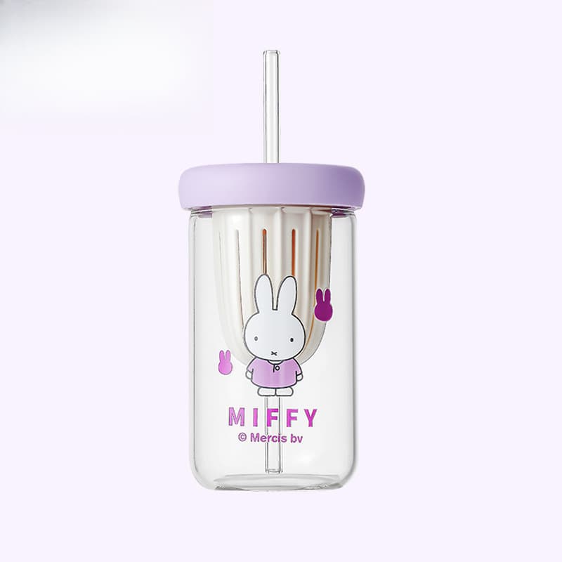 MIFFY Large Capacity Floral Tea Cup for Women, Cute Cartoon Design with Tea Infuser and Straw