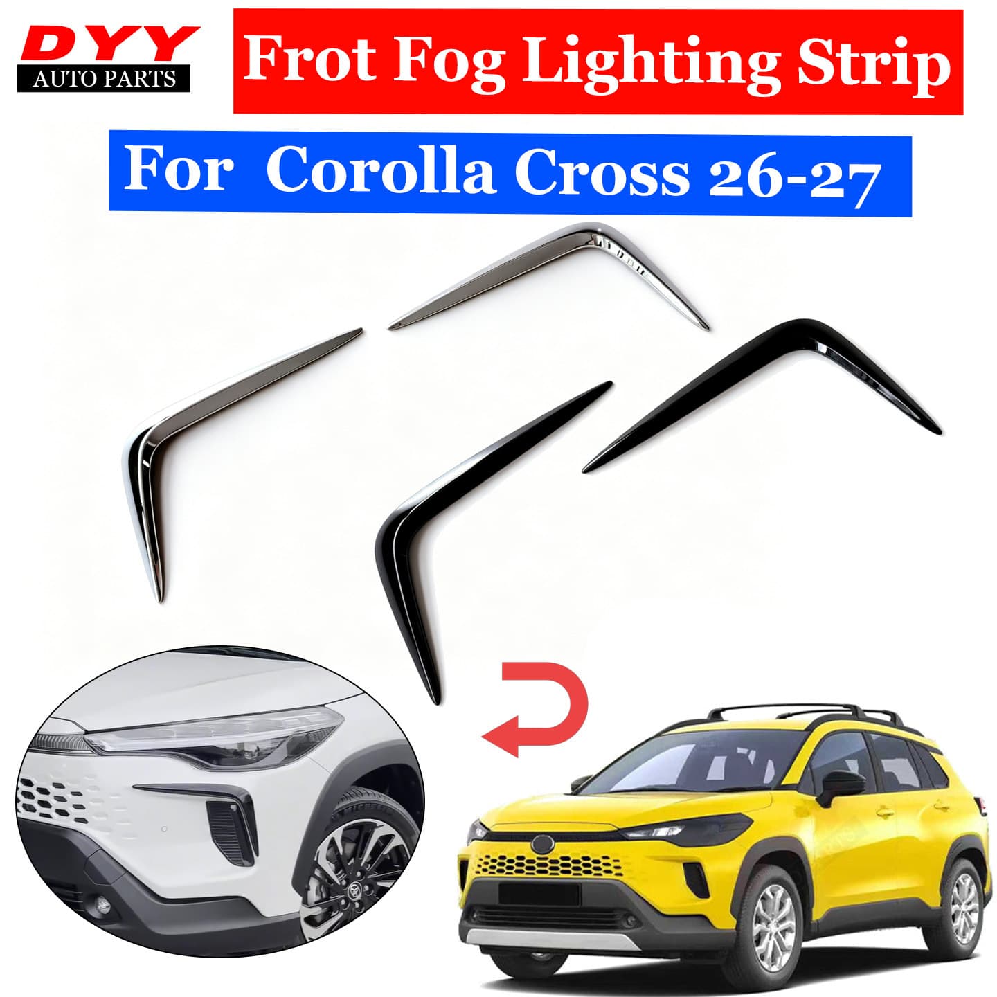 Suitable for 26 Corolla CROSS modified fog lamp eyebrow mask trim strip Corolla Cross sharp front fog lamp trim strip