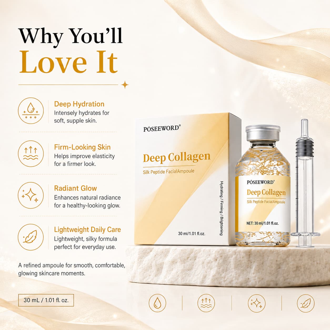Cross-border Bestseller Deep Collagen Silk Ampoule Collagen Essence Hydrating and Refining Skin