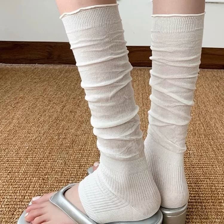 Ballet Lace Stirrup Socks Summer Thin Stacking Socks Women Miu Slightly Sheer Leg Warmers Summer Long Leg Socks Spring Autumn