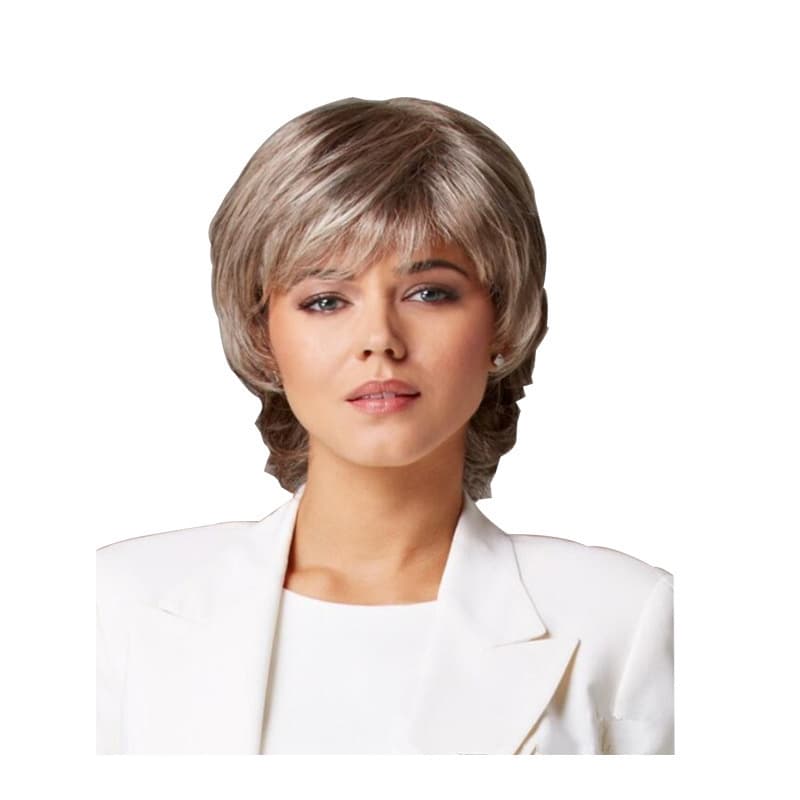 Amazon AliExpress Export Source European American Women's Blonde Short Hair Flip Short Straight Slightly Curly Synthetic Hair