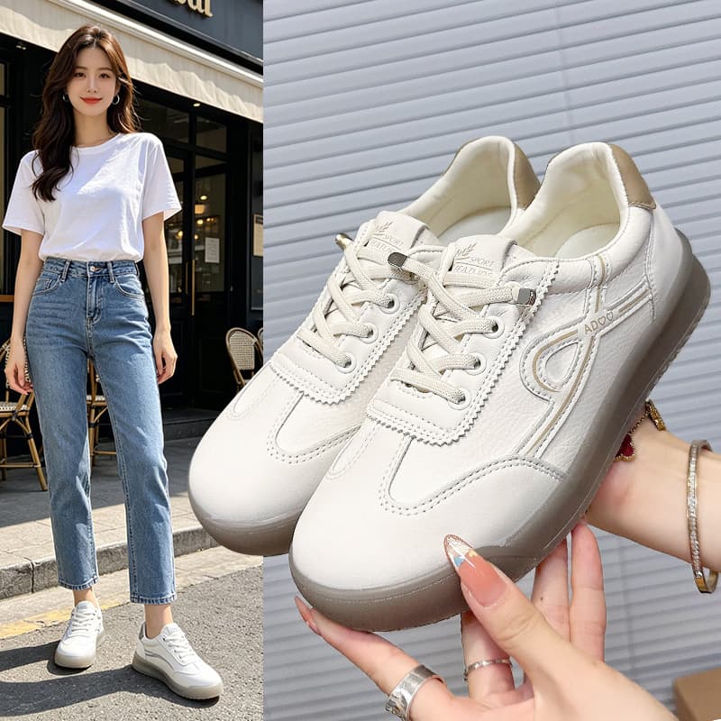 Women's Cross-Border Flat Shoes, 2026 Spring/Autumn New Casual Sneakers, Soft Sole Slip-On, Korean Style White Shoes, Student Women's Sneakers