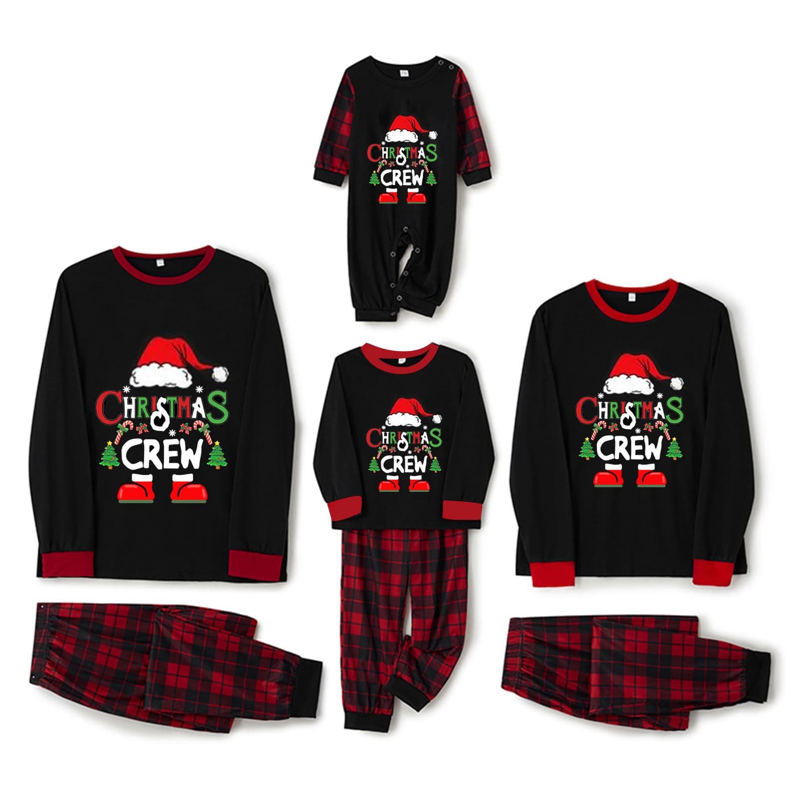 2025 Cotton Christmas Family Outfits for Three or Four People - Autumn/Winter Christmas Home Wear Pajama Sets