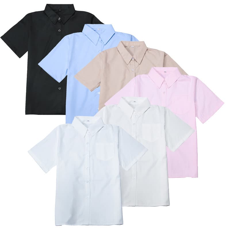 Factory Ready Stock Wholesale JK Uniform Pointed Collar Short Sleeve Basic Shirt, Student Work Uniform Summer