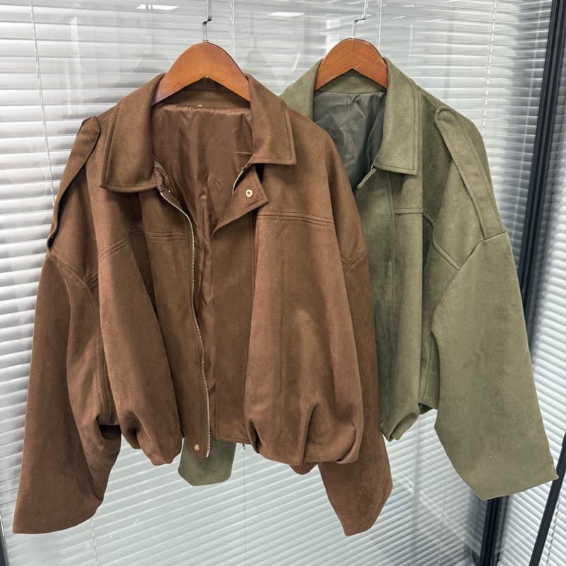 In-stock cross-border women's clothing wholesale European and American style suede loose jacket autumn fleece pilot jacket 9 colors available