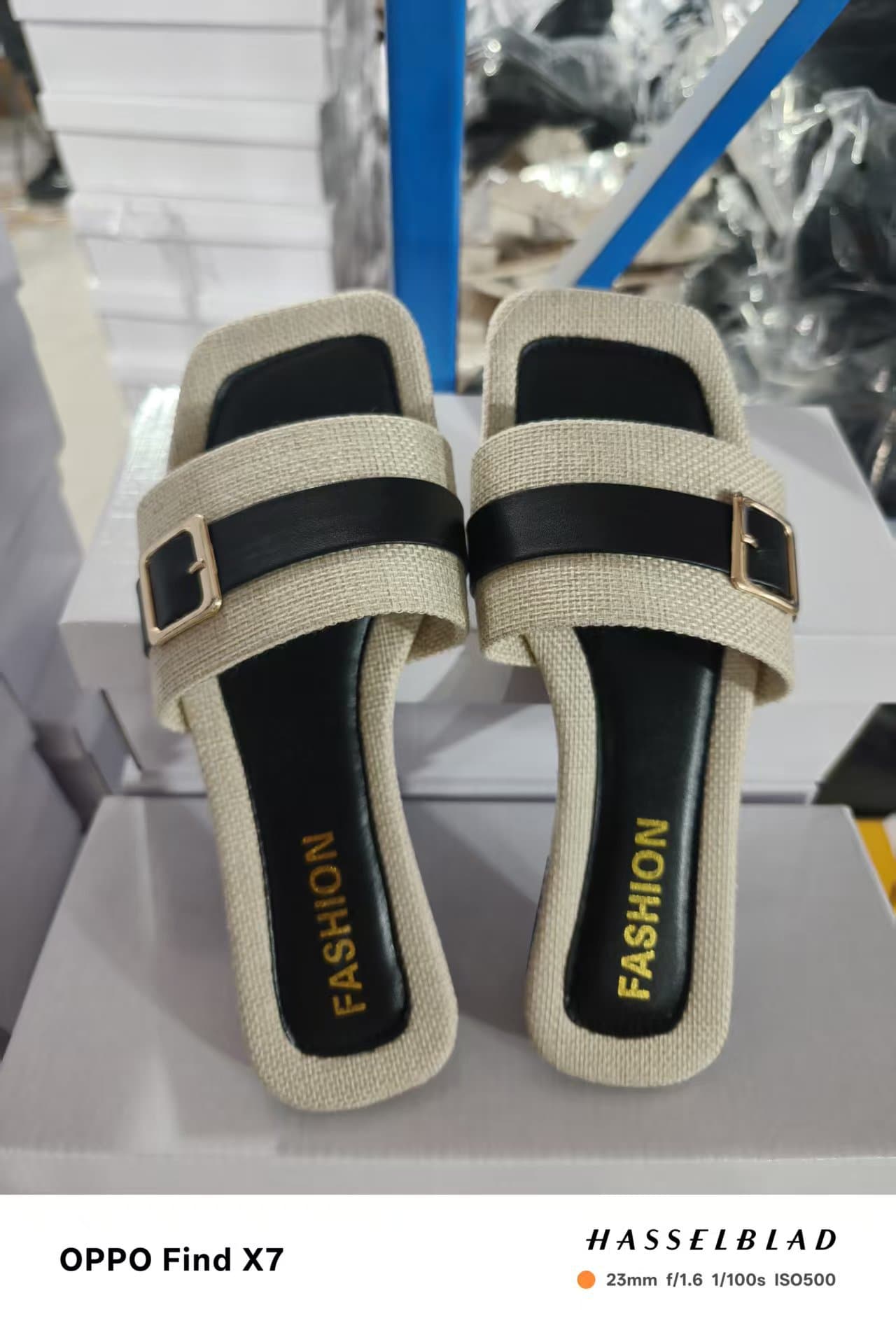 Women's Plus Size Flat Sandals Summer New Southeast Asian Color Block One-Strap Slippers