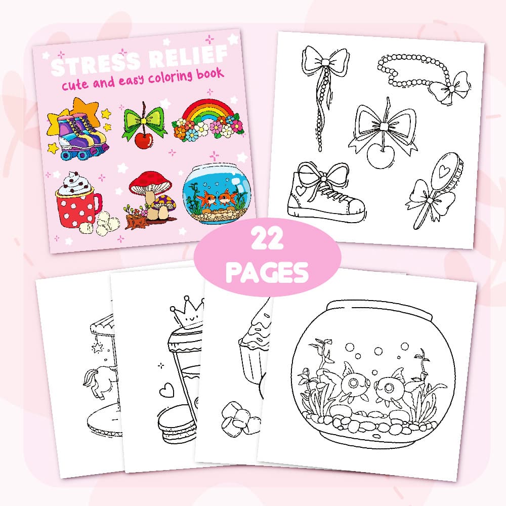 New Cross-Border Coloring Book 22 Pages Cartoon Teen Coloring Book Cute Simple Relaxation Large Size Coloring Book