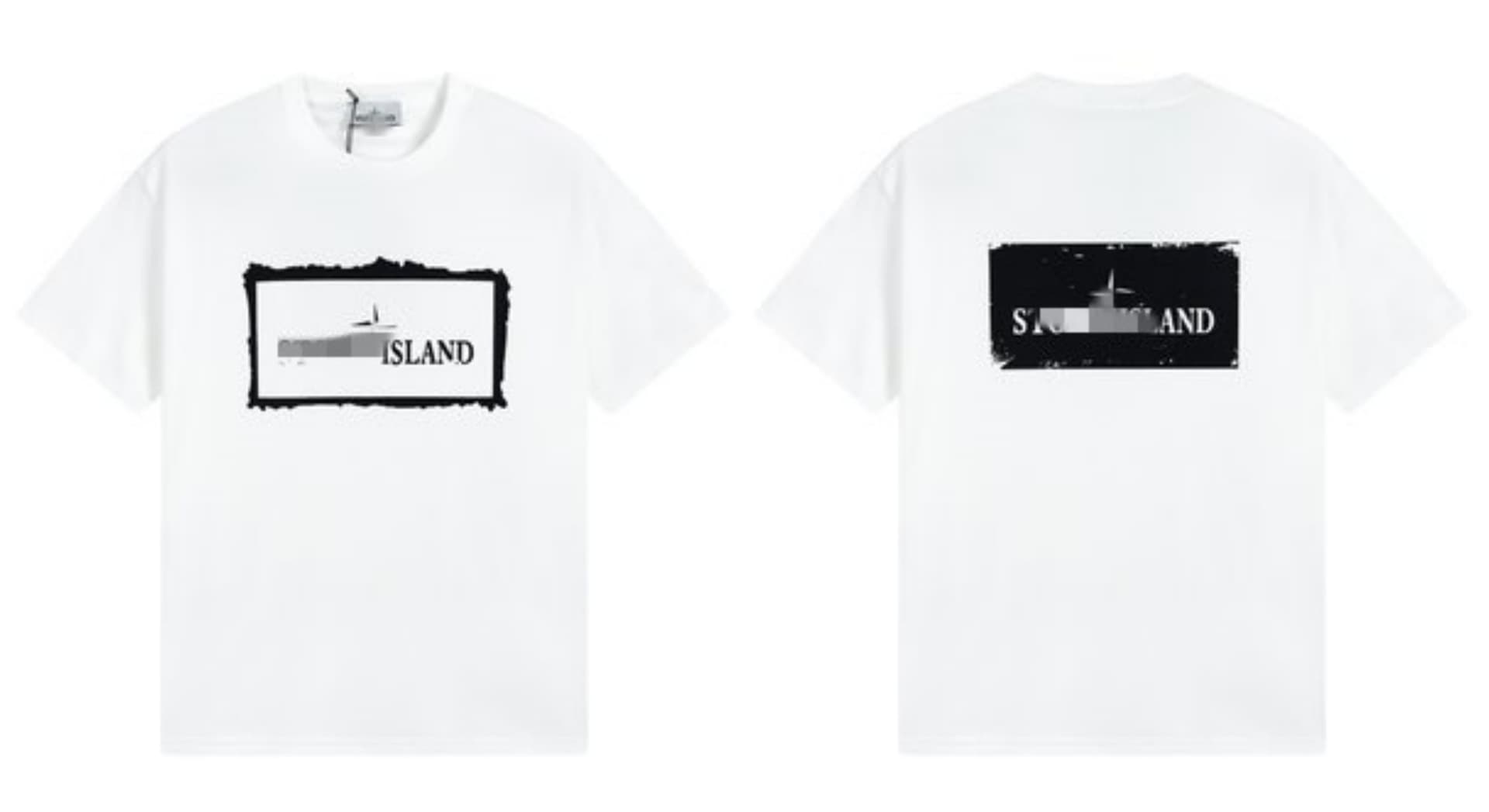 Stone Streetwear Short Sleeve T-Shirt with Sitong Island Print, Summer Unisex Casual Versatile Pure Cotton Loose Round Neck